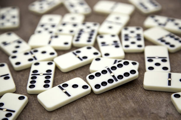 Wooden domino pieces, play activities, games and hobbies