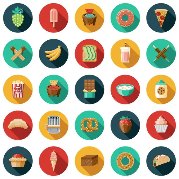 Vector illustration of Snacks Icon Set