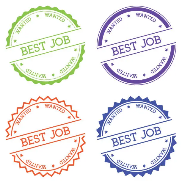 Vector illustration of Best job wanted badge isolated on white background.