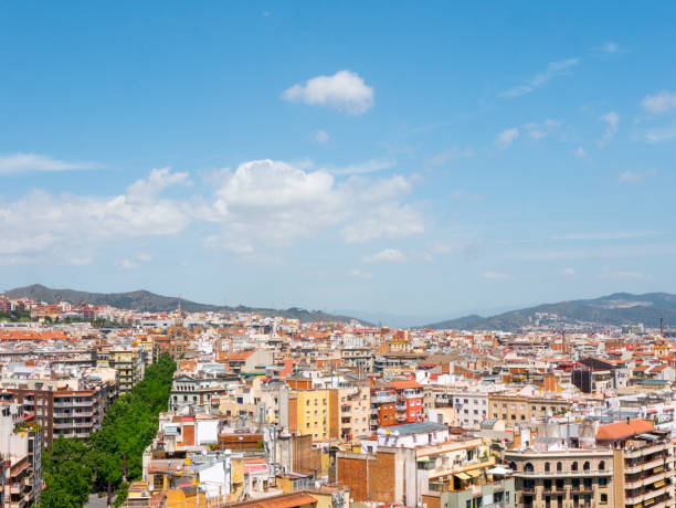 istock Beautiful top view on Barcelona on sunny day, Spain 1155101783
