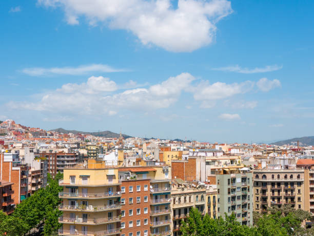 istock Beautiful top view on Barcelona on sunny day, Spain 1155101811