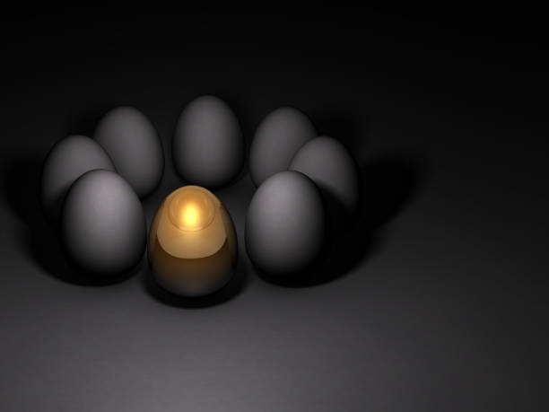 istock A gold egg that stand out among others. Dark background. 3D illustration. 1155107407