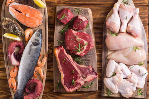 istock Assortment of meat and seafood 1155110629