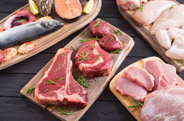 istock Assortment of meat and seafood 1155110661