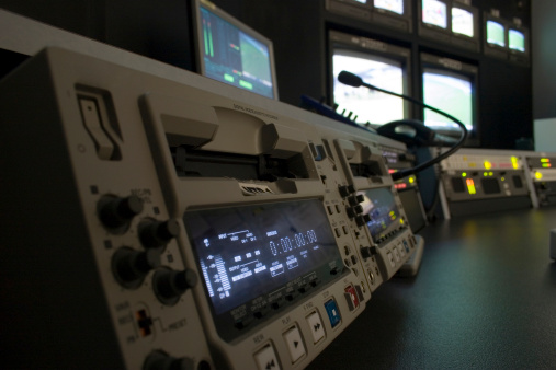 A Presentation control room for a TV station. Taken with a Canon EOS 20D.