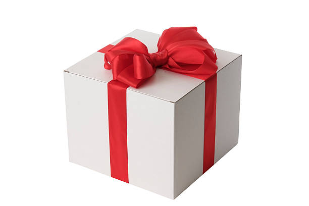 istock White blank gift box tied with a red ribbon bow 115511355