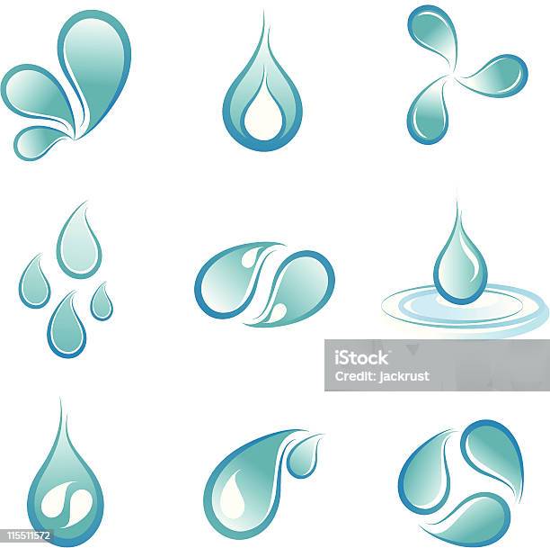 Water Symbol Set Stock Illustration - Download Image Now - Abstract, Blue, Color Image