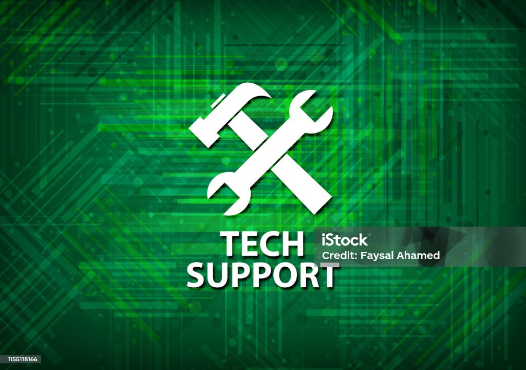 Tech Support Color Tech Support Green Background Stock Illustration - Download Image Now ...