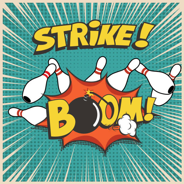 bowling club cartoon social-media-banner-konzept - strike stock-grafiken, -clipart, -cartoons und -symbole