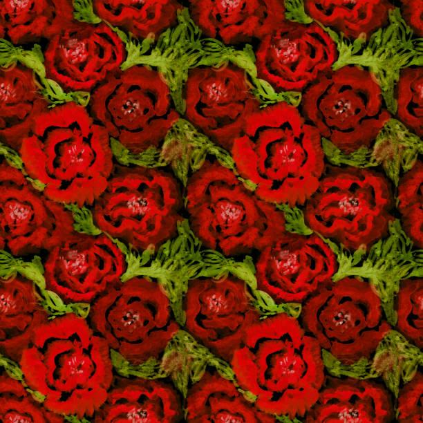 istock background with abstract roses painted in green and dark red colors 1155125143