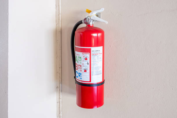istock Fire extinguisher system on the wall background, powerful emergency equipment for industrial 1155128662