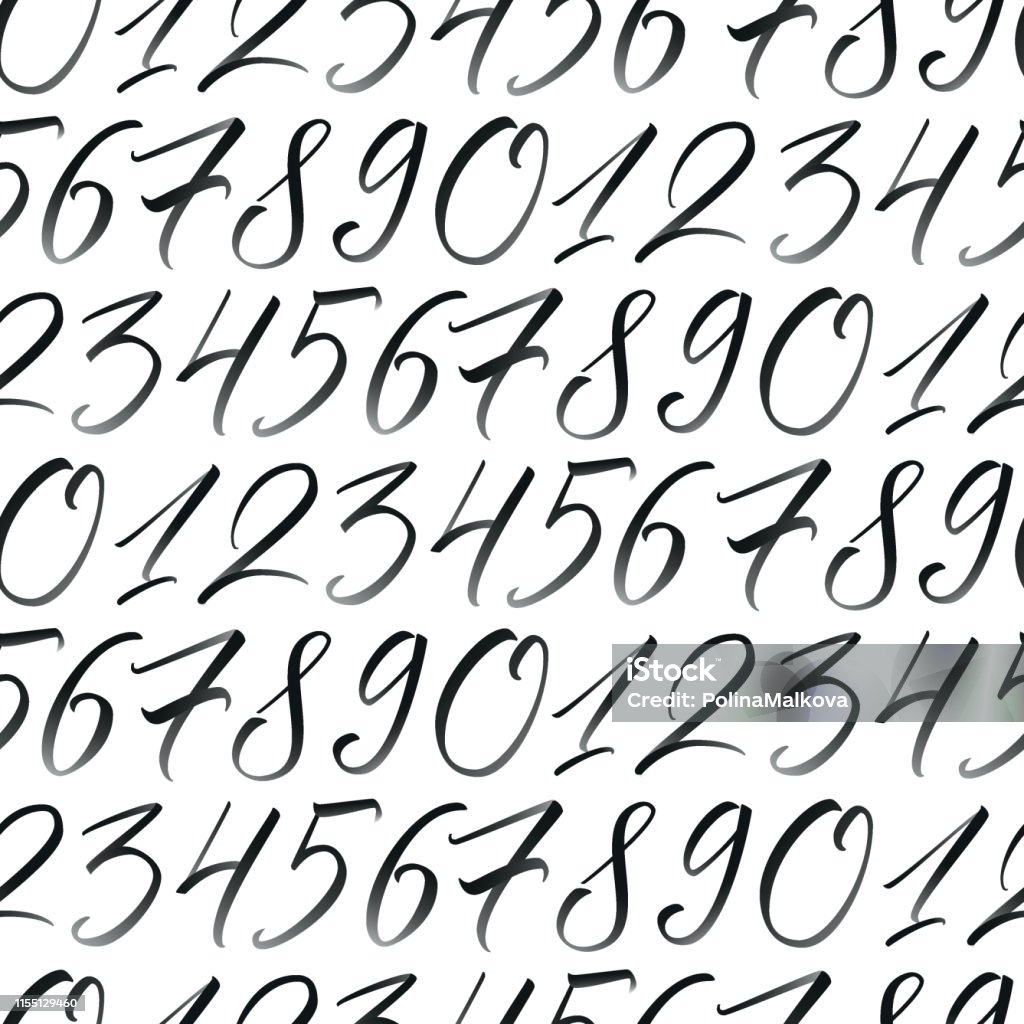 Numbers With Gradient Seamless Repeating Pattern With Hand Elegant ...
