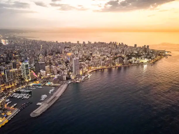 Photo of Beirut aerial view in beautiful sunset