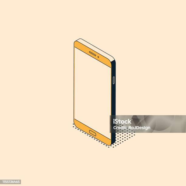 Phone Shell Isometric Isometric Mobile Phone In Trendy Flat Style With Textured Shadow Stock ...