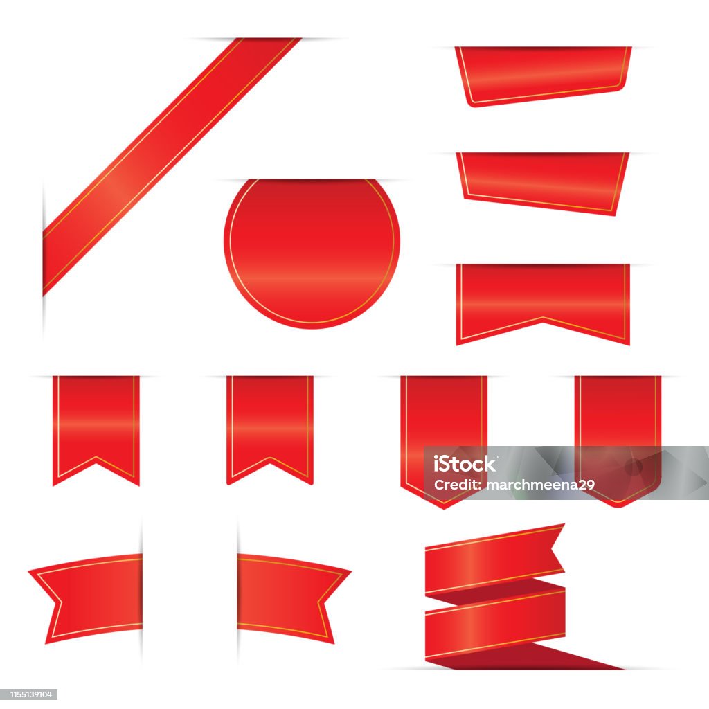 Tagline Ribbon Red Ribbon Banner Set Tag And Label Luxury Design Vector Illustration ...