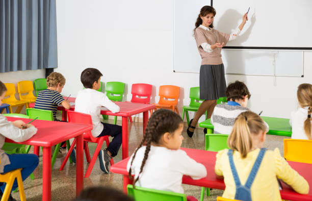 istock Teacher with children during lesson 1155139828