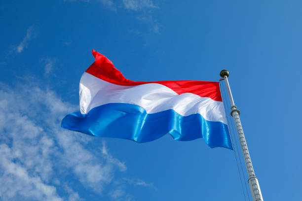 Luxembourg Flag in the Wind stock photo