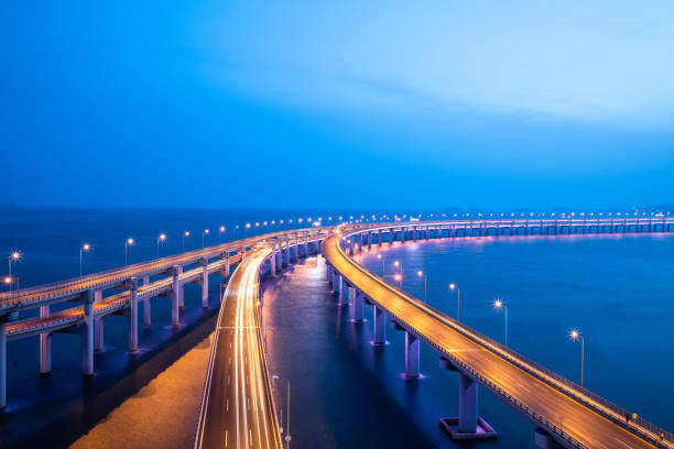 Night view of the sea bridge Night view of the sea bridge in Dalian, China shenyang stock pictures, royalty-free photos & images