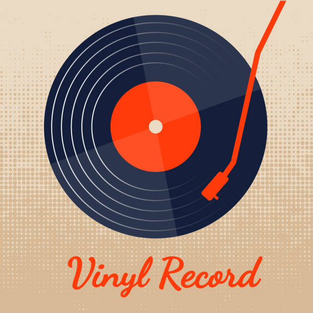 ilustraciones, imágenes clip art, dibujos animados e iconos de stock de vector musical de vinilo con gráfico de fondo clásico - tocadisco