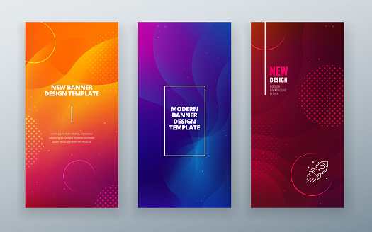Vertical stories sale banner background for social networks. Colorful halftone gradients.background modern template design for web. Cool gradients. Future geometric patterns