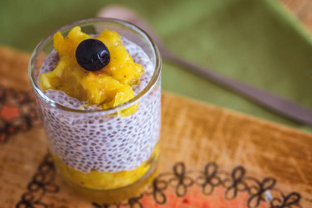 istock Chia pudding with fresh oranges in glass 1155151023