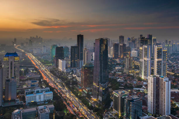 istock Heart of business District in Jakarta in Blue Hour 1155152192