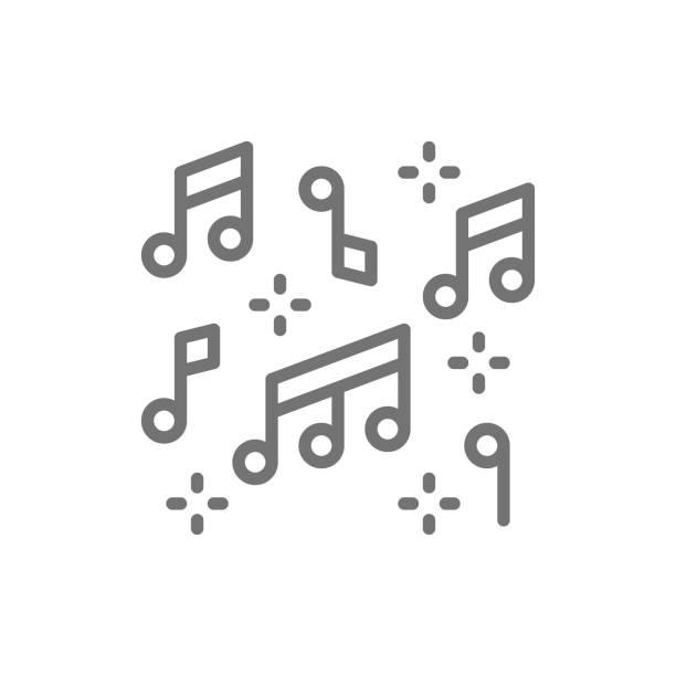 ilustraciones, imágenes clip art, dibujos animados e iconos de stock de icono de línea de notas musicales. - samba dancing audio