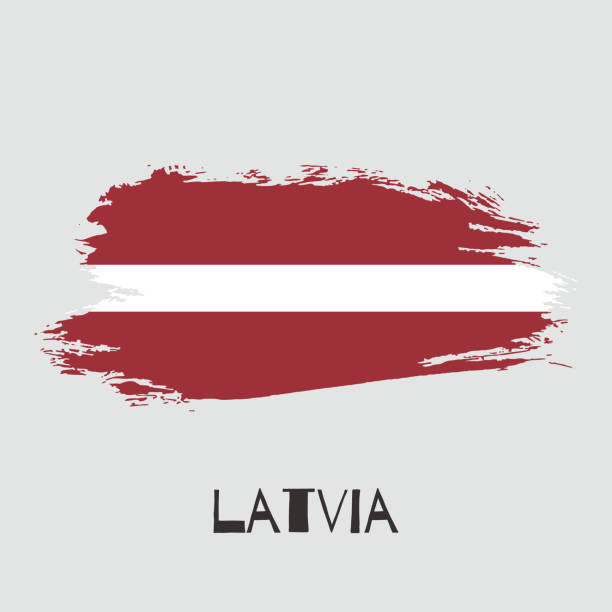 łotwa wektor akwarela flaga kraju - latvia flag stock illustrations