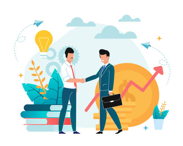 biuro sytuacja partnerstwo płaski ilustracja. - making money obrazy stock illustrations