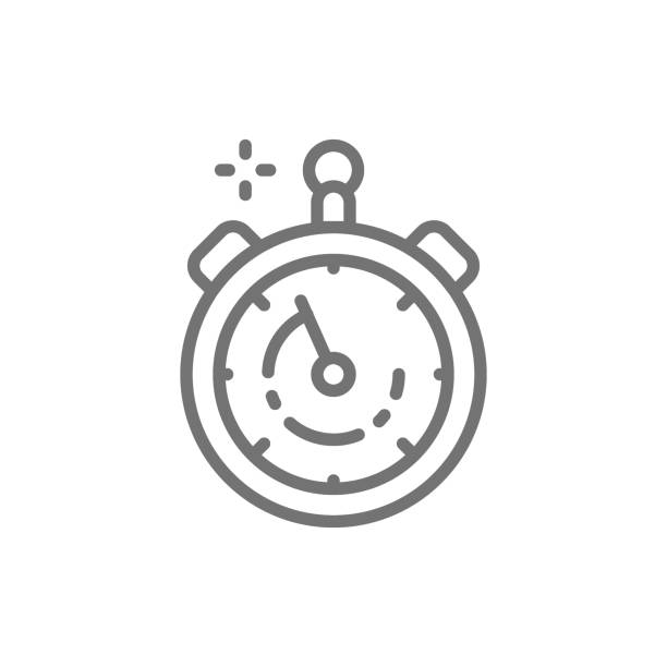 ilustrações, clipart, desenhos animados e ícones de cronômetro, temporizador, ícone da linha de relógio. - time minute hand small timer