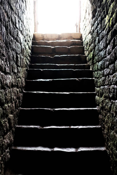 istock Stone staircase to the crypt. Life after death 1155157312