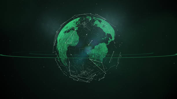 istock Abstract geometric real floating planet on the black backdrop. 1155157718