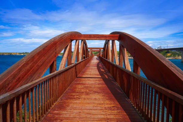 Bridge of the Saints over the estuary of Ribadeo seen from Ribadeo. It connects Asturias and Galicia. Castropol is seen in the background