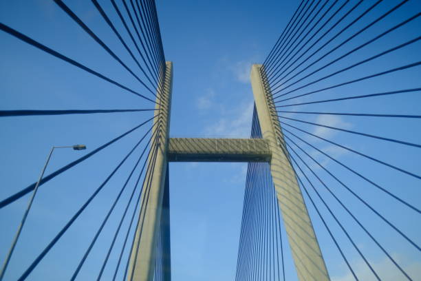 istock Abstract view of Bridge building architecture landmark with blue sky and cloud 1155159766