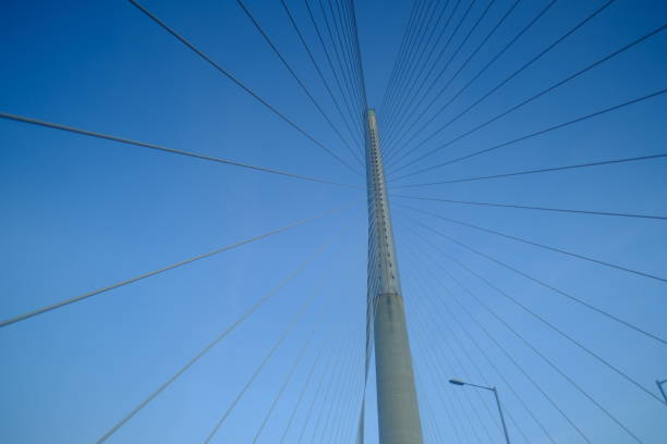 istock Abstract view of Bridge building architecture landmark with blue sky and cloud 1155159826