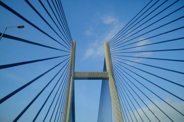 istock Abstract view of Bridge building architecture landmark with blue sky and cloud 1155159857