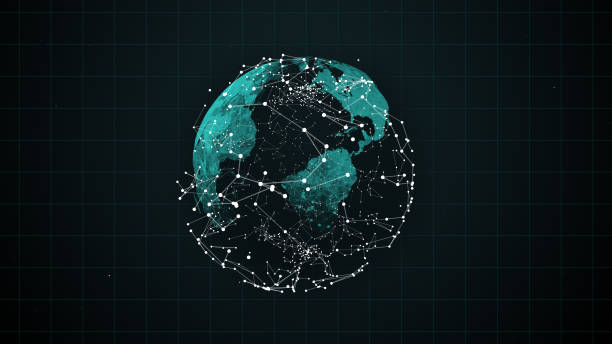 Contemporary trading concept and worlwide investment. Abstract futuristic connections obvoluting the Earth on the black backdrop. 156 number stock pictures, royalty-free photos & images