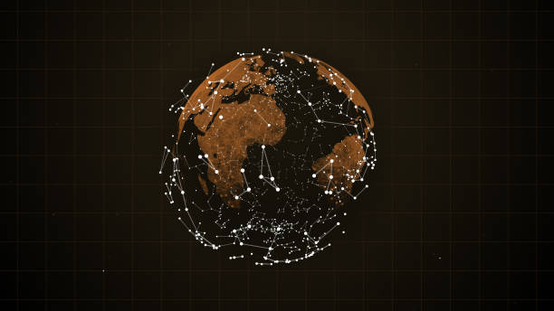 istock Virtual planet covered with business connections around the globe. 1155161486