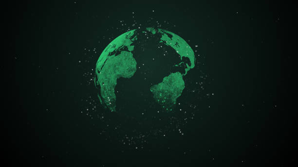 istock Abstract background with virtual planet rotating in space, surrounded by the net of data blocks. 1155161617