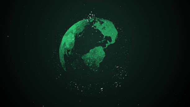 istock Artistic Earth planet with sparkling dots circling around. 1155161621
