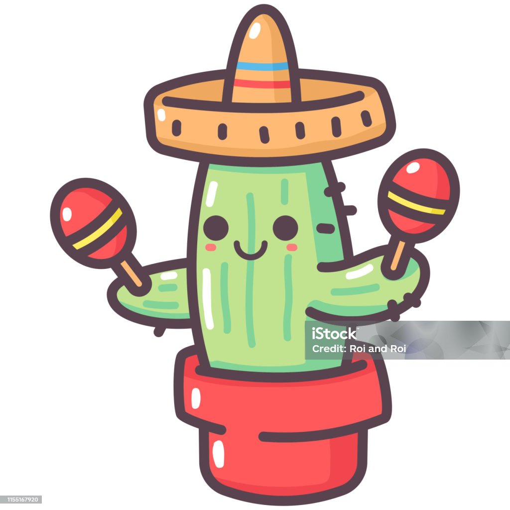 Ilustración de Cactus Lindo En El Sombrero Mexicano Y El Personaje De  Dibujos Animados Vectoriales De Maracas Aislado Sobre Un Fondo Blanco y más  Vectores Libres de Derechos de Alegre - iStock