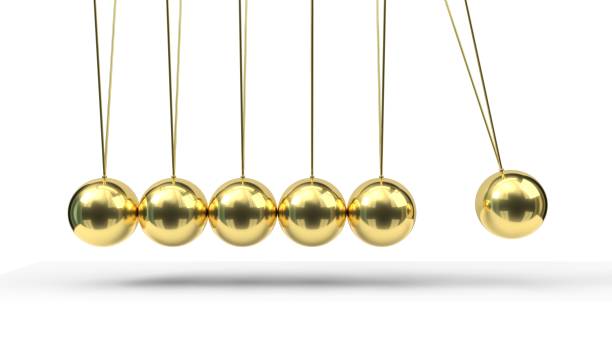 istock Newton's Cradle with gold balls. 3d illustration 1155168440