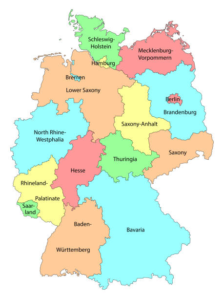 Vector Colorful Detailed Map Of Germany With Names Of The Federal Vector Colorful Detailed Map Of Germany With Names Of The Federal States Isolated On White 