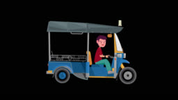 Cartoon Tuk Tuk With Driver Animation Alpha Channelfunny Cartoon Animation  Thailand With Tuktuk Driverthai Transport Sign Video Stock Video - Download  Video Clip Now - iStock