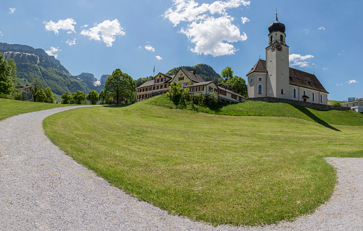 Little Chapel ( St. Martin Schwende ) in the meadow of the Appenzell Alps Switzerlandin the village of Schwende