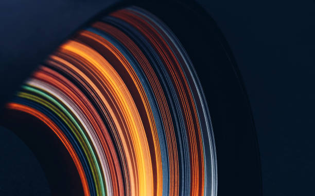 istock Abstract bright wavy lines on black background. Abstract modern background. 1155177009