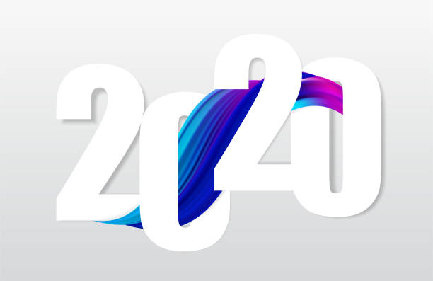 istock Happy 2020 New Year with abstract colorful brushstroke paint 1155177033