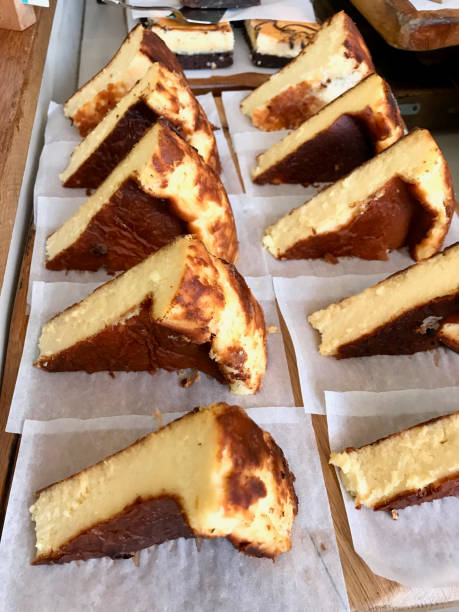 istock San Sebastian Cheesecake Slices on Tray / Creamy Plain Spain Style 1155178071