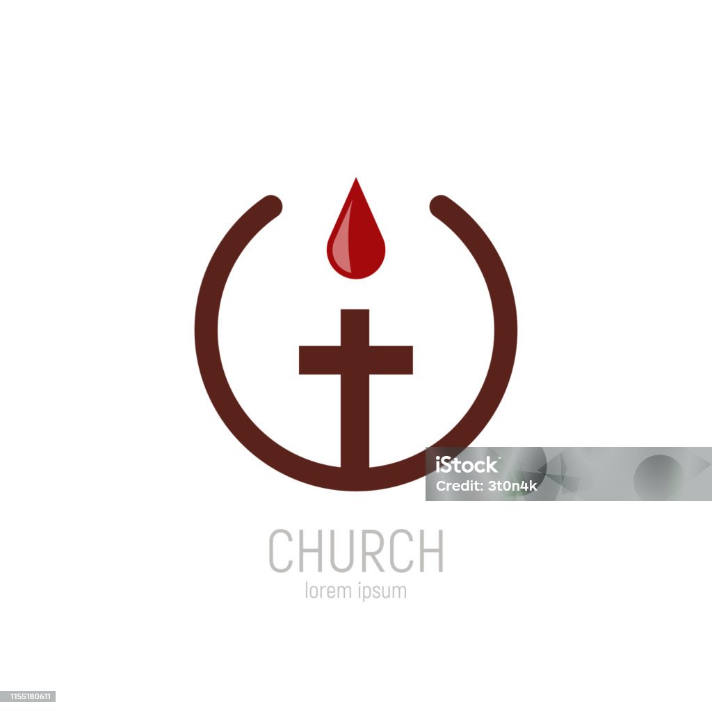 Church logo. A drop of the blood of Jesus drips onto the cross. Church logo. A drop of the blood of Jesus drips onto the cross. Vector illustration Bible stock vector