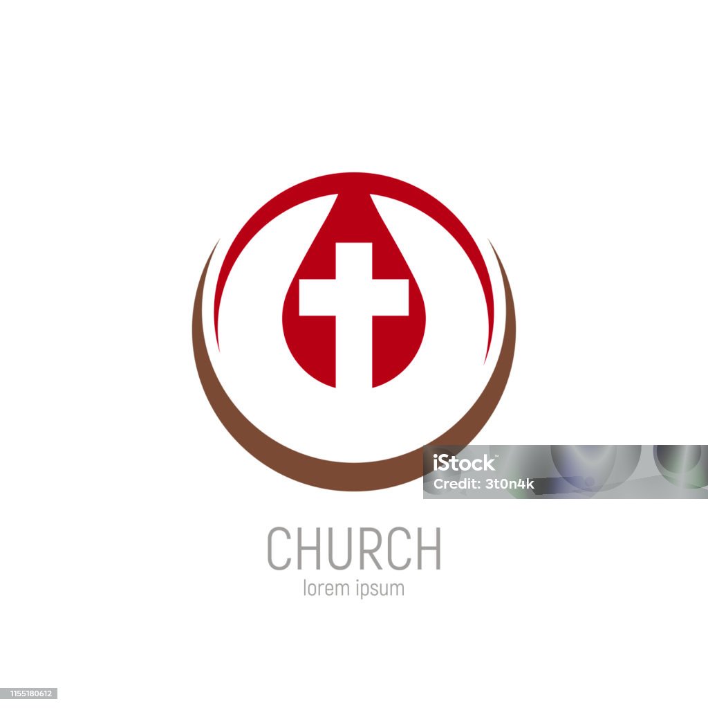 Church logo. A drop of Jesus blood with a cross in it. Church logo. A drop of Jesus blood with a cross in it. Vector illustration Bible stock vector